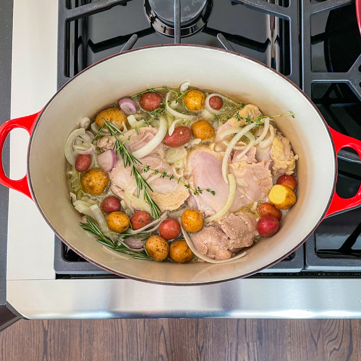 One-Pot Leftover Prosecco Chicken with a Green Salad